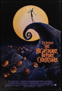 5f456 NIGHTMARE BEFORE CHRISTMAS DS 1sh '93 Tim Burton, Disney, great horror cartoon image!
