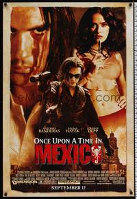 5f465 ONCE UPON A TIME IN MEXICO advance DS 1sh '03 Antonio Banderas, Johnny Depp, sexy Salma Hayek!