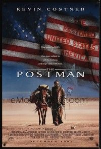 5f486 POSTMAN advance 1sh '97 cool post-apocalyptic image of Kevin Costner!