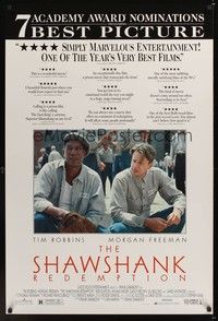 5f560 SHAWSHANK REDEMPTION DS 1sh '95 Tim Robbins, Morgan Freeman, written by Stephen King!