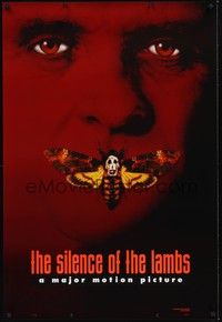 5f573 SILENCE OF THE LAMBS style B teaser DS 1sh '90 creepy Anthony Hopkins with moth over mouth!