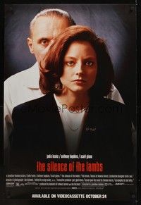 5f571 SILENCE OF THE LAMBS 2-sided video 1sh '90 cool different image of Foster & Hopkins!