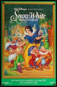 5f584 SNOW WHITE & THE SEVEN DWARFS video 1sh R90s Walt Disney animated cartoon fantasy classic!