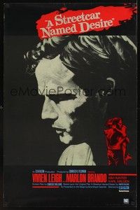 5f621 STREETCAR NAMED DESIRE video 1sh R82 great different art of Marlon Brando, Elia Kazan classic!