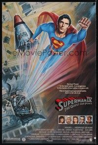 5f632 SUPERMAN IV 1sh '87 great art of super hero Christopher Reeve by Daniel Gouzee!