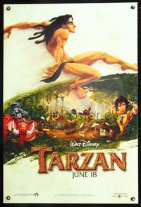 5f643 TARZAN DS advance 1sh '99 cool Walt Disney jungle cartoon, from Edgar Rice Burroughs story!