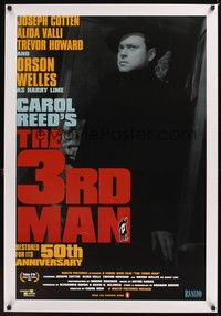 5f653 THIRD MAN 1sh R99 great image of Orson Welles, classic film noir!