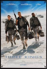 5f659 THREE KINGS advance DS 1sh '99 George Clooney, Mark Wahlberg, & Ice Cube in the Gulf War!