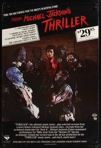 5f662 THRILLER video 1sh '84 classic image of Michael Jackson surrounded by ghouls!