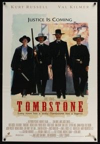 5f669 TOMBSTONE DS 1sh '93 Kurt Russell as Wyatt Earp, Val Kilmer as Doc Holliday!