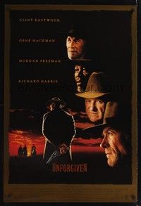 5f696 UNFORGIVEN DS 1sh '92 Clint Eastwood, Hackman, Morgan Freeman, Richard Harris!