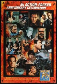 5f709 WARNER BROS: 75 YEARS ENTERTAINING THE WORLD 27x40 video poster '98 action-packed, many images