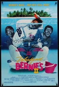 5f716 WEEKEND AT BERNIE'S 2 DS 1sh '93 wacky image of Bernie underwater, Jonathan Silverman!