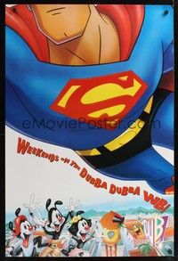 5f717 WEEKENDS ON THE DUBBA DUBBA WB TV 1sh '96 art of Superman & wacky cartoon characters!