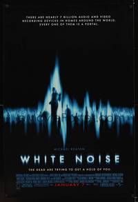5f725 WHITE NOISE advance DS 1sh '05 Michael Keaton, creepy image of people in static!