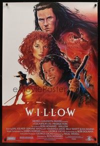 5f731 WILLOW 1sh '88 George Lucas & Ron Howard directed, art of Kilmer & sexy Joanne Whalley!