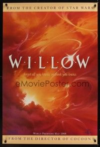 5f732 WILLOW teaser 1sh '88 George Lucas & Ron Howard directed, cool artwork of clouds!