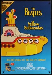 5f748 YELLOW SUBMARINE video 1sh R99 great cartoon art of Beatles John, Paul, Ringo & George in sub!