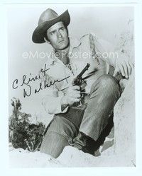5g304 CLINT WALKER signed 8x10 REPRO still '80s great close up with gun from TV's Cheyenne!