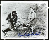 5g343 SPANKY McFARLAND signed 8x10 REPRO still '70s great portrait playing golf with chimp caddy!