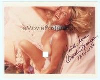 5g240 CAROL WAYNE signed color 8x10 REPRO still '90s semi-nude sprawled out on bed!