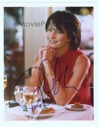 5g275 RACHEL GRIFFITHS signed color 8x10 REPRO still '00s close portrait seated at dinner table!