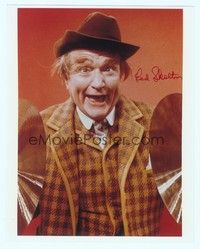 5g278 RED SKELTON signed color 8x10 REPRO still '80s close up in wacky getup with cymbals!