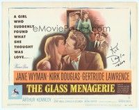 5g019 GLASS MENAGERIE signed TC '50 by Kirk Douglass, who's kissing Jane Wyman, Tennessee Williams!