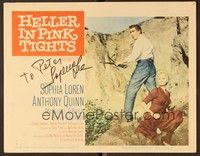 5g045 HELLER IN PINK TIGHTS signed LC #1 '60 by Sophia Loren, who's blonde & with Anthony Quinn!
