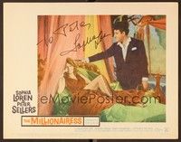 5g059 MILLIONAIRESS signed LC #7 '60 by Sophia Loren, who's laughing in bed by Peter Sellers!