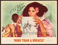 5g060 MORE THAN A MIRACLE signed LC #2 '67 by Sophia Loren, who's with a huge stack of dishes!
