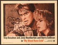 5g062 MY BLOOD RUNS COLD signed LC #1 '65 by Troy Donahue, who's in close up with Joey Heatherton!