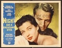 5g064 NIGHT HAS A THOUSAND EYES signed LC #1 '48 by John Lund, in a romantic c/u with Gail Russell!