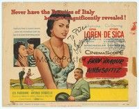 5g020 SCANDAL IN SORRENTO signed TC '57 by Sophia Loren, a beauty of Italy magnificently revealed!