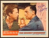 5g070 SECRET INVASION signed LC #7 '64 by BOTH Stewart Granger AND Edd Byrnes, both in close up!