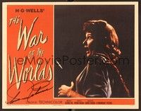 5g016 WAR OF THE WORLDS signed LC REPRO '53 by Ann Robinson, who's being touched by the alien!