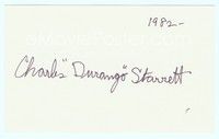 5g132 CHARLES STARRETT signed index card '82 can be framed with an original or repro still!