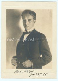 5g162 CHARLIE CHAPLIN signed deluxe 7.25x10 still '20s pensive waist-high portrait in fancy clothes