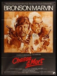 5h462 DEATH HUNT French 1p '81 artwork of Charles Bronson & Lee Marvin with guns by John Solie!