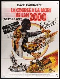 5h463 DEATH RACE 2000 French 1p '76 cool different artwork by Roger Boumendil!