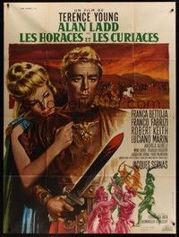 5h478 DUEL OF CHAMPIONS French 1p '64 different art of Alan Ladd & Franca Bettoja by Jean Mascii!