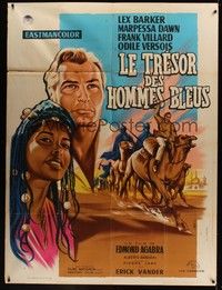 5h480 EL SECRETO DE LOS HOMBRES AZULES French 1p '61 different art of Lex Barker by Jean Mascii!