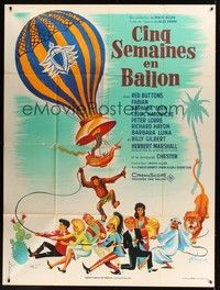 5h492 FIVE WEEKS IN A BALLOON French 1p '62 Jules Verne, different art by Boris Grinsson!