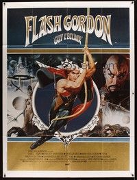5h494 FLASH GORDON French 1p '80 different art of Sam Jones swinging on rope by FTC!
