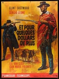 5h498 FOR A FEW DOLLARS MORE French 1p '66 Sergio Leone, different art of Eastwood by Jean Mascii!