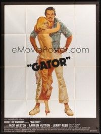 5h503 GATOR French 1p '76 different art of Burt Reynolds & topless Lauren Hutton!
