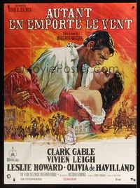 5h510 GONE WITH THE WIND commercial French 1p '89 best art of Clark Gable & Vivien Leigh!