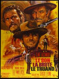 5h511 GOOD, THE BAD & THE UGLY French 1p R70s Clint Eastwood, Lee Van Cleef, Leone, Mascii art!
