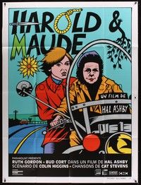 5h524 HAROLD & MAUDE French 1p R09 different art of Ruth Gordon & Bud Cort by Thierry Guitard!