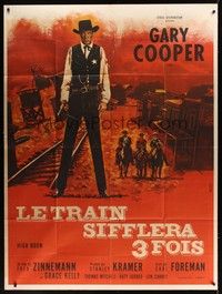 5h530 HIGH NOON French 1p R62 completely different art of Gary Cooper by E. Fauger & J.M.D. Wolf!